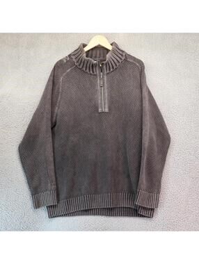 Carbon2Cobalt XL 1/4 Zip Heavy Knit Distressed Sweater